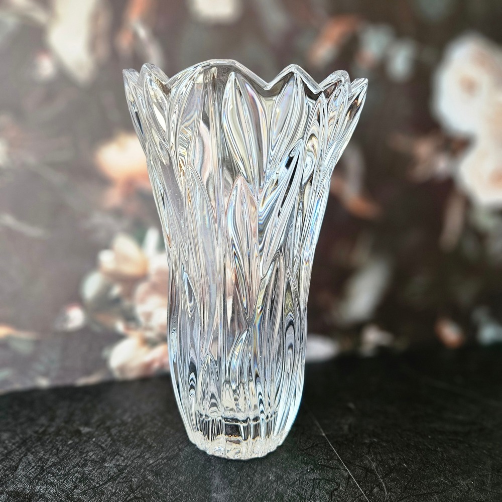Vtg BLOCK 24% Lead Crystal Dual Flared Glass‎ Vase - 9 3/4" - Made In Poland